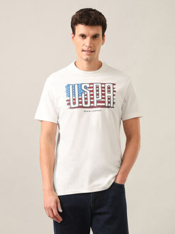 U.S. Polo Assn. Denim Co. - White Graphic Brand Printed Regular Fit T-Shirt