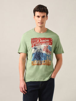 U.S. Polo Assn. Denim Co. - Green Graphic Brand Printed Regular Fit T-Shirt