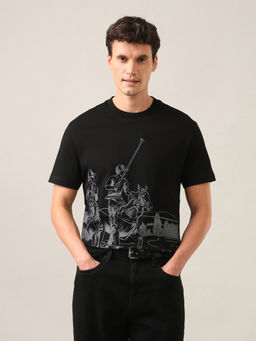 U.S. Polo Assn. Denim Co. - Black Graphic Brand Printed Regular Fit T-Shirt