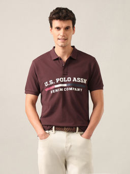 U.S. Polo Assn. Denim Co. - Brown Brand Embossed Slim Fit Polo T-Shirt