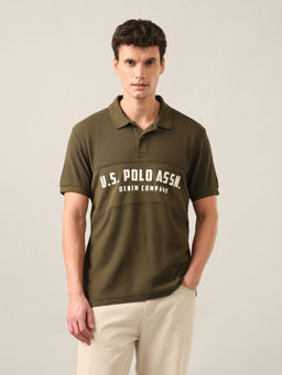 U.S. Polo Assn. Denim Co. - Green Brand Embossed Slim Fit Polo T-Shirt
