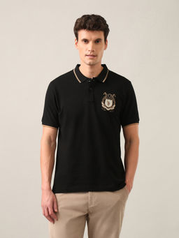 U.S. Polo Assn. Denim Co. - Black Solid Slim Fit Polo T-Shirt