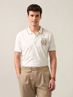 U.S. Polo Assn. Denim Co. - White Solid Slim Fit Polo T-Shirt
