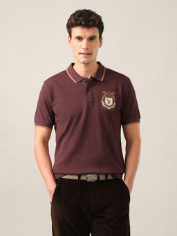 U.S. Polo Assn. Denim Co. - Brown Solid Slim Fit Polo T-Shirt