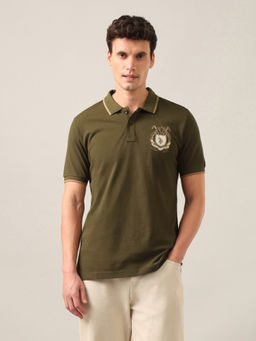 U.S. Polo Assn. Denim Co. - Green Solid Slim Fit Polo T-Shirt