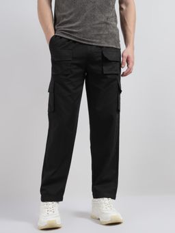 VEIRDO - Black Pure Cotton Baggy Fit Cargo