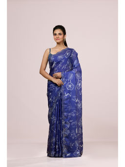 Aparnaa - Purple Traditional Floral Design Saree with Unstitched Blouse