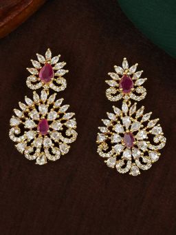 Estele - Gold Plated CZ Radiance Flower Designer Earrings for Women