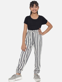 Luyk - Black White Stripe Joggers