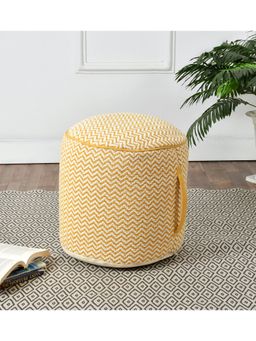 Sashaa World - Mustard and White Boho Pouf