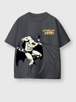Napchief - Kids Unisex Batman Charcoal Print T-Shirt