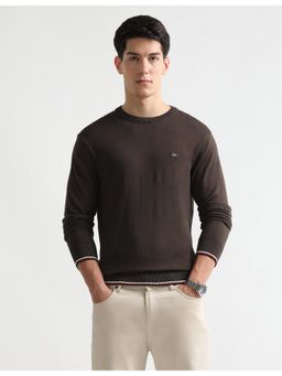 Arrow Sports - Mens Solid Regular Fit Sweater - Brown
