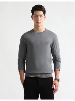 Arrow Sports - Mens Solid Regular Fit Sweater - Grey