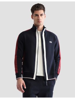 U.S. POLO ASSN. - Mens Solid with Colorblock Detail Slim Fit Jacket - Blue