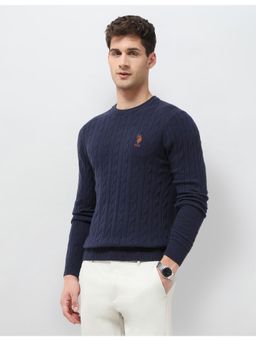 U.S. POLO ASSN. - Mens Patterned Knit Regular Fit Sweater - Blue