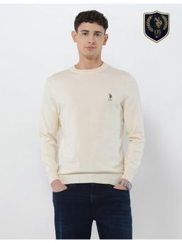 U.S. POLO ASSN. - Mens Solid Regular Fit Sweater - Cream