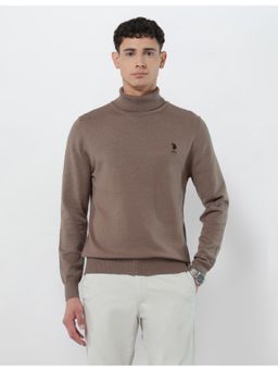 U.S. POLO ASSN. - Mens Turtle Neck Regular Fit Sweater - Brown