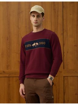 U.S. POLO ASSN. - Mens Brand Embroidered Varsity Theatre Sweatshirt - Maroon
