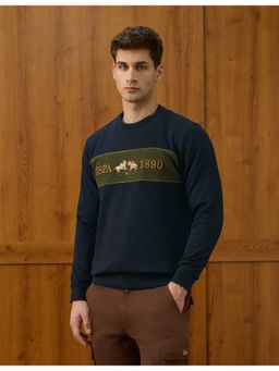 U.S. POLO ASSN. - Mens Brand Embroidered Varsity Theatre Sweatshirt - Blue