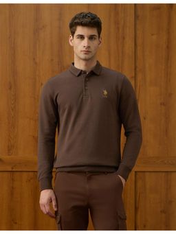 U.S. POLO ASSN. - Mens Solid Equestrian Aisle Theatre Sweatshirt - Brown