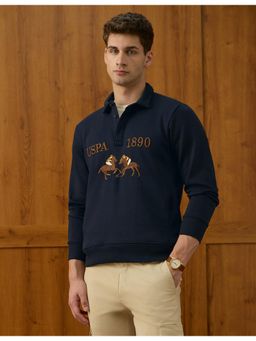 U.S. POLO ASSN. - Mens Brand Embroidered Equestrian Aisle Theatre Sweatshirt - Blue