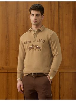 U.S. POLO ASSN. - Mens Brand Embroidered Equestrian Aisle Theatre Sweatshirt - Brown