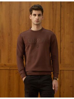 U.S. POLO ASSN. - Mens Brand Embossed Varsity Theatre Sweatshirt - Brown