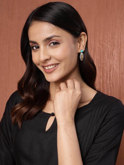 Fabindia - Women Turquoise Drop Earrings