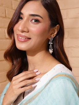 Fabindia - Women Silver Pearl Dangler Earrings