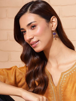 Fabindia - Women Purple Dangler Earrings