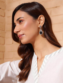 Fabindia - Women Black Stone Dangler Earrings