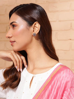 Fabindia - Women Pink Stone Stud Earrings