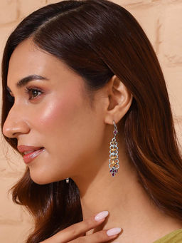 Fabindia - Women Pink Stone Long Drop Earrings