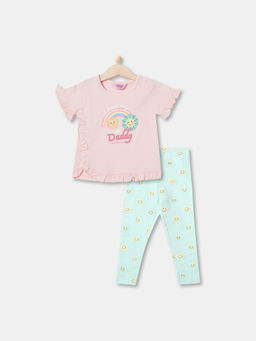 R&B - Graphic Regular Girls Top with Pant
