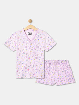 R&B - Floral Regular Girls Shirt with Shorts