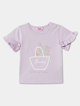 R&B - Embroidered Purple Regular Girls Top