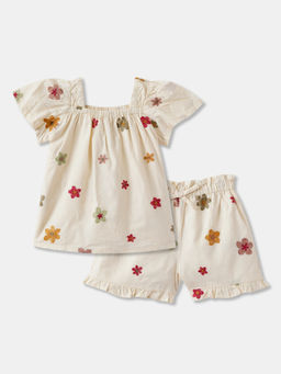 R&B - Floral Regular Girls Top with Shorts