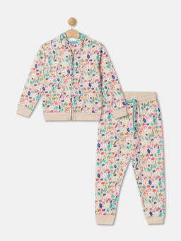 R&B - Floral Regular Girls Hoodie with Joggers