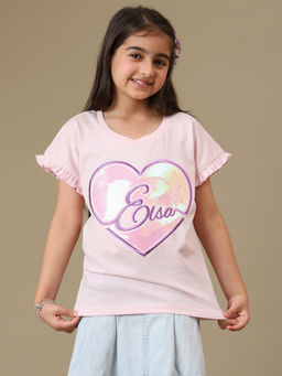 Kidsville - Official Frozen Elsa Sequins Printed T-Shirt