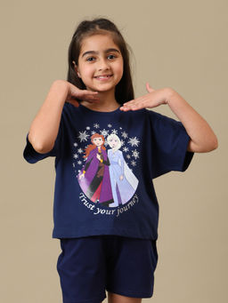 Kidsville - Official Frozen Elsa and Anna Printed Boxy Fit T-Shirt