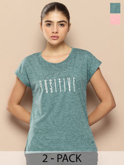 Alcis - Women Back Mesh Panel Yoga T-Shirt (Pack Of 2)