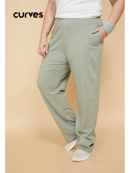 max - Women Solid Athleisure Green Track Pant