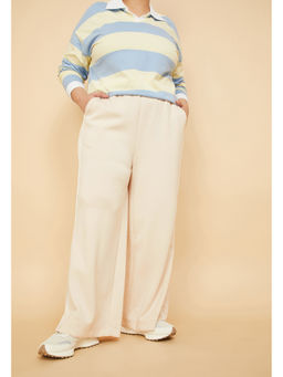 max - Women Solid Butter Soft Sports Beige Track Pant