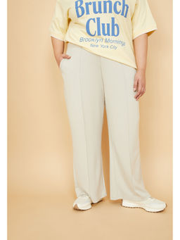 max - Women Wide Sports Off White Track Pant