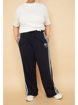 max - Women Side Striped Blue Track Pant