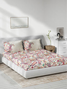 Ddecor Live Beautiful - Double Bedsheet with 2 Pillow Covers, 136 TC Multicolour