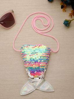 Stol'N - Fish Shape Mermaid Tail Sequins Sling Bag - Pink (2-6 Years)