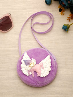 Stol'N - Round Shaped Sequins Embellished Sling Bag - Purple (2-6 Years)