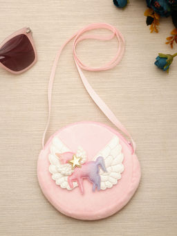 Stol'N - Round Shaped Sequins Embellished Sling Bag - Pink (2-6 Years)