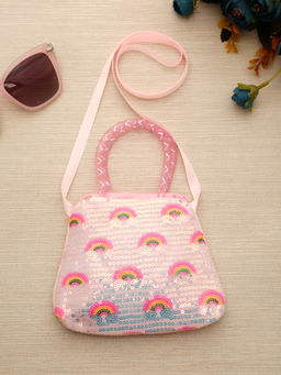 Stol'N - Sequins Rainbow Embellished Kids Sling Bag - Pink (2-6 Years)